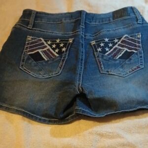 Denim Shorts with American Flag Pocket Design